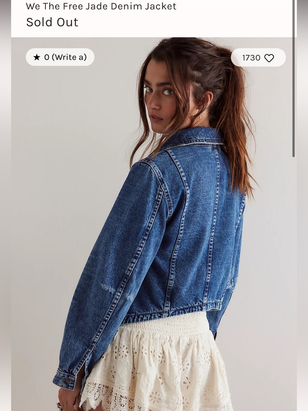 We The Free Jade Denim Jacket in High Tide Blue XS NWT